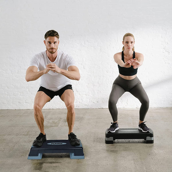 POWRX aerobic stepping board 12/17/24cm (3 levels) I Stepper height-adjustable and non-slip for Aerobics, Gymnastics and Fitness I Home Step Stepbench