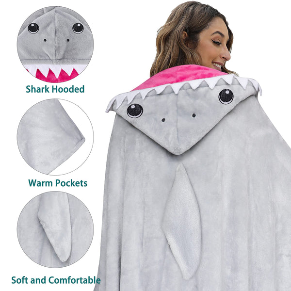 Shoppawhile Sloth Gifts for Women Wearable Hooded Blanket Soft Cute Warm Fluffy Sloth Hooded Blanket 59 * 51 inch