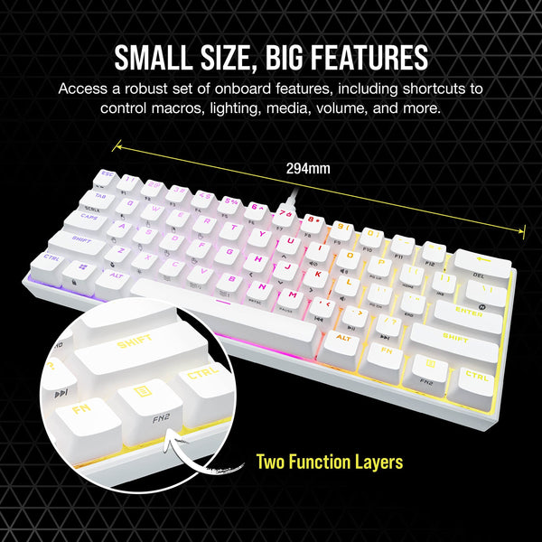 CORSAIR K70 PRO MINI WIRELESS RGB 60% Mechanical Gaming Keyboard – Swappable CHERRY MX RED Switches – PBT Double-Shot Keycaps – iCUE Compatible – PC, Mac, PS5, PS4, Xbox – QWERTY UK – Black