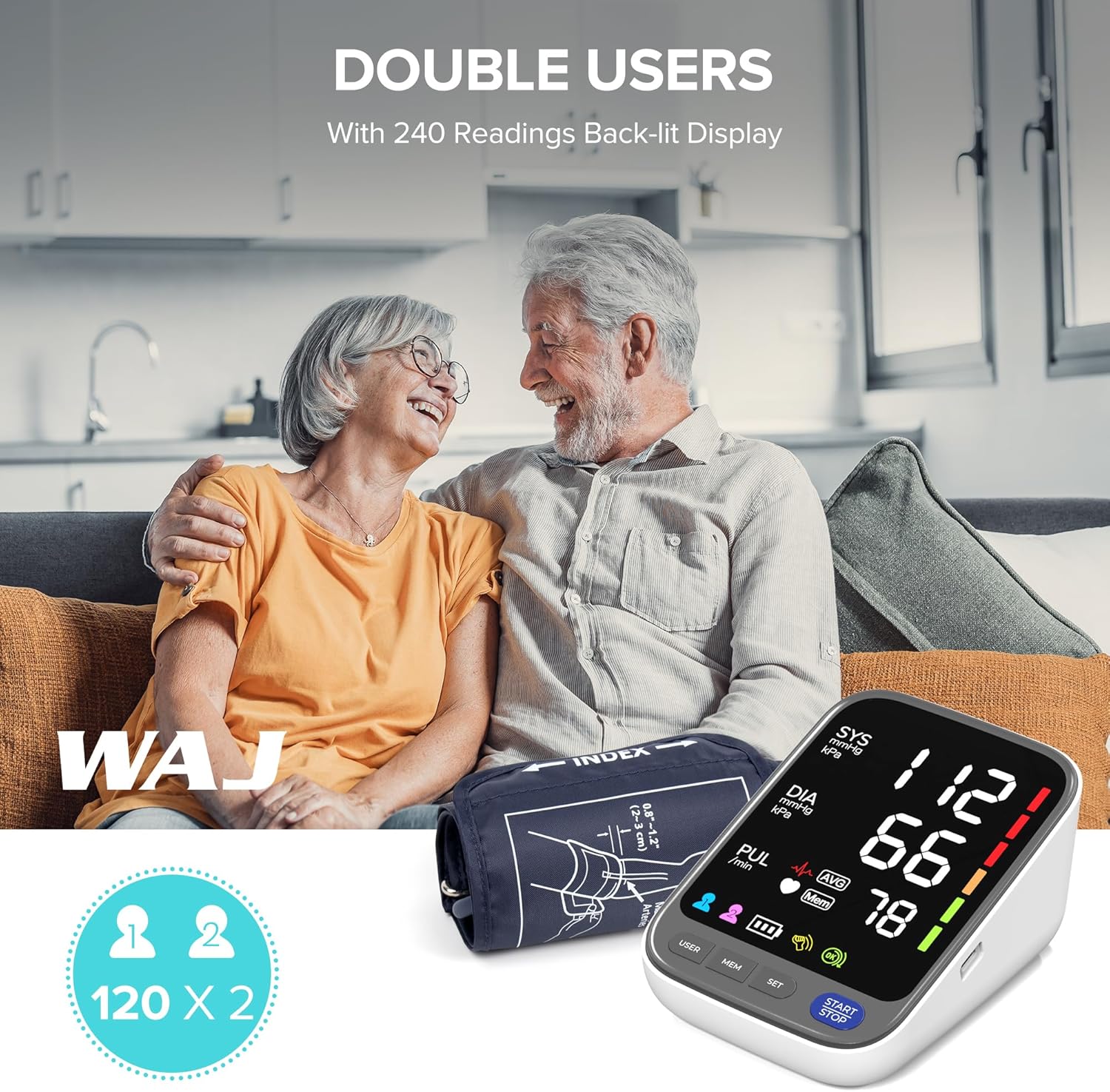 Medical Blood Pressure Monitors, Upper Arm Large Cuff Blood Pressure Machine for Home Use, Super Large 6.4” LED Display | CE Certified | MHRA Registered | 2 * 120 Sets Memory | Heart Rate Monitor