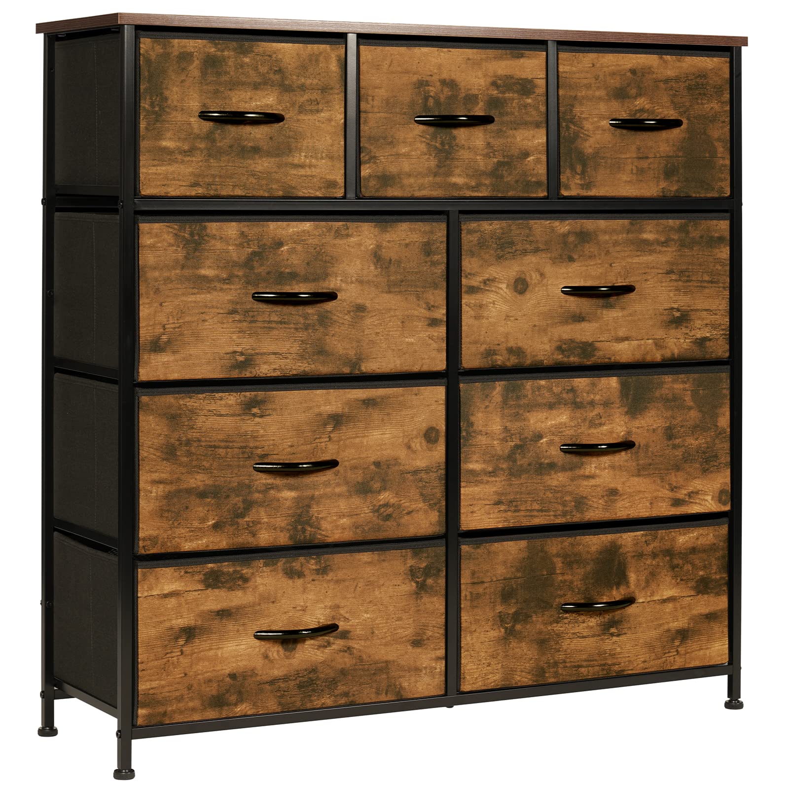 LYNCOHOME Chest of Drawers, Bedroom Drawers, Fabric Dresser with Wood Top and Large Storage Space, Easy to Assemble, for Bedroom, Living room, Kids