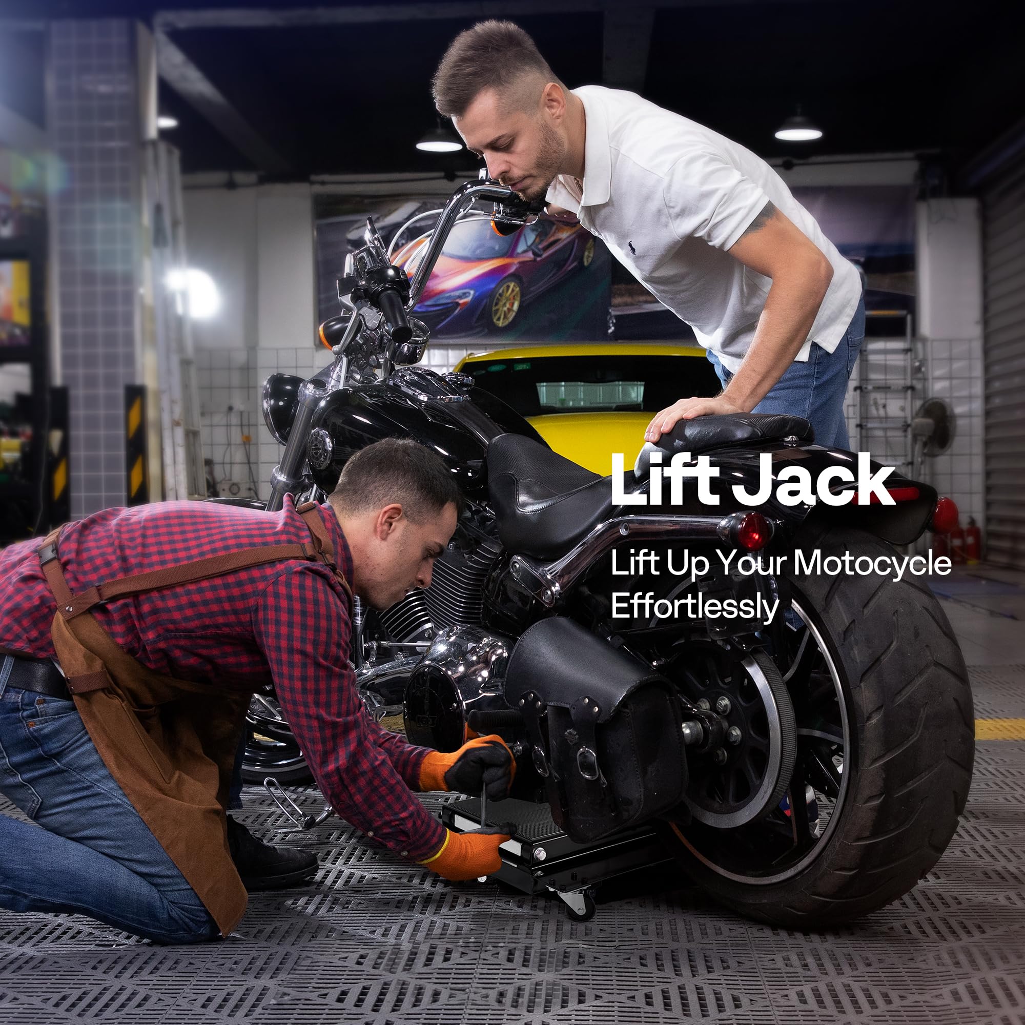 VIVOHOME Motorcycle Scissor Lift Jack Height Adjustable Heavy Duty Steel with Anti Slip Wide Deck Hoist Crank Center Stand 500KG Capacity for Motorcycles, ATVs, Dirt Bikes