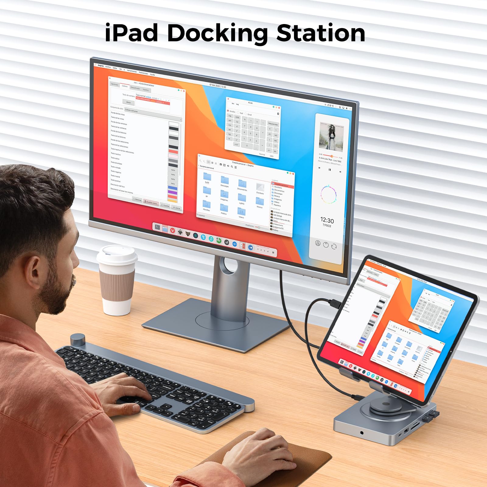 360° Rotating iPad/iPad Pro USB C Docking Station, 11-in-1 with SD TF 4.0 Reader, 4K@60Hz HDMI, RJ45, Audio, USB A, USB C, For Tablet, Steam Deck, ROG Ally, Legion Go, Msi Claw, Samsung, etc