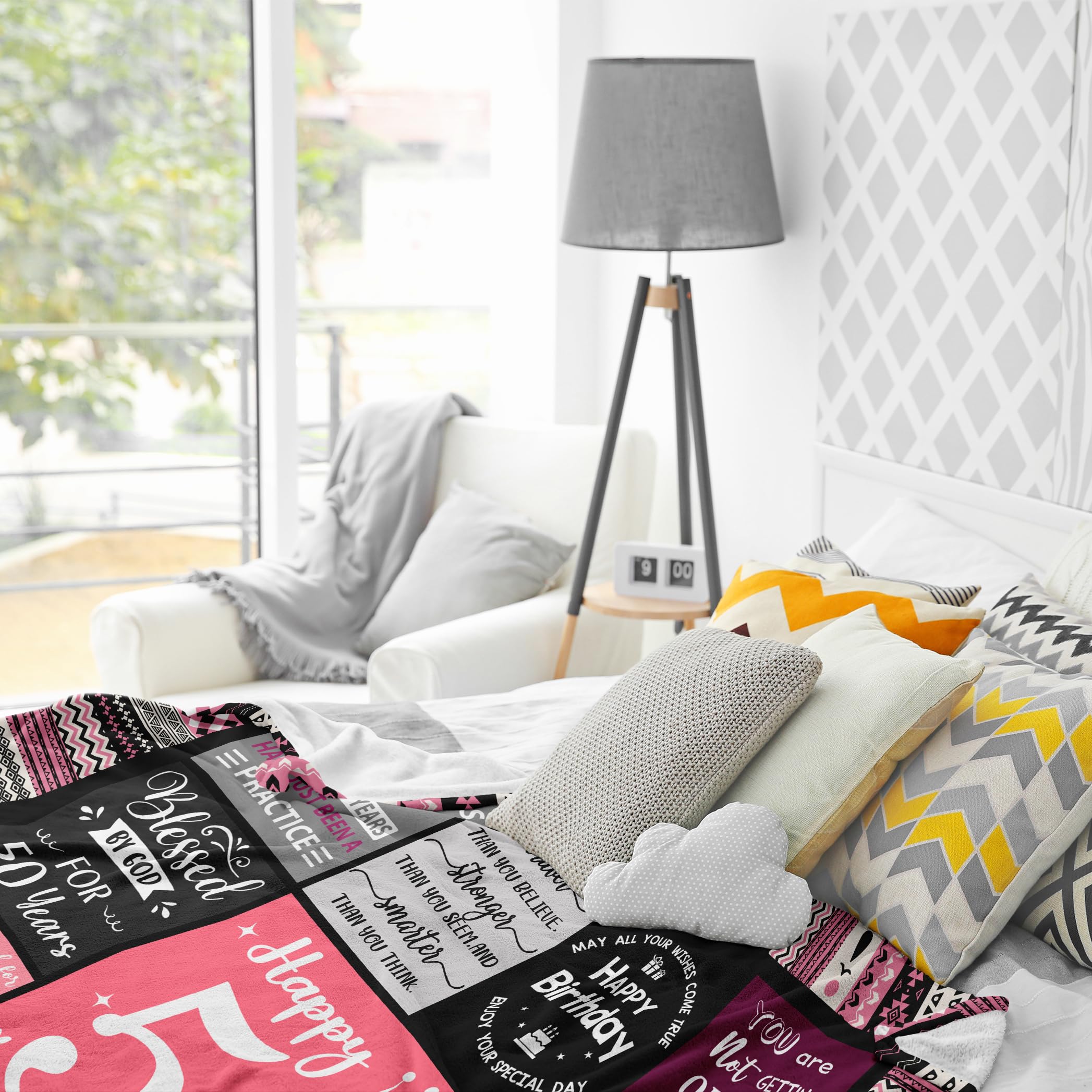 50th Birthday Gifts for Women Blanket 200x150CM, 50th Birthday Decorations, Happy 50th Birthday Ideas Gifts for 50 Year Old Woman, 1975 Birthday Gifts