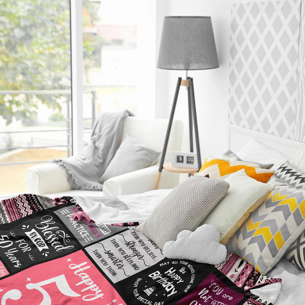 50th Birthday Gifts for Women Blanket 200x150CM, 50th Birthday Decorations, Happy 50th Birthday Ideas Gifts for 50 Year Old Woman, 1975 Birthday Gifts