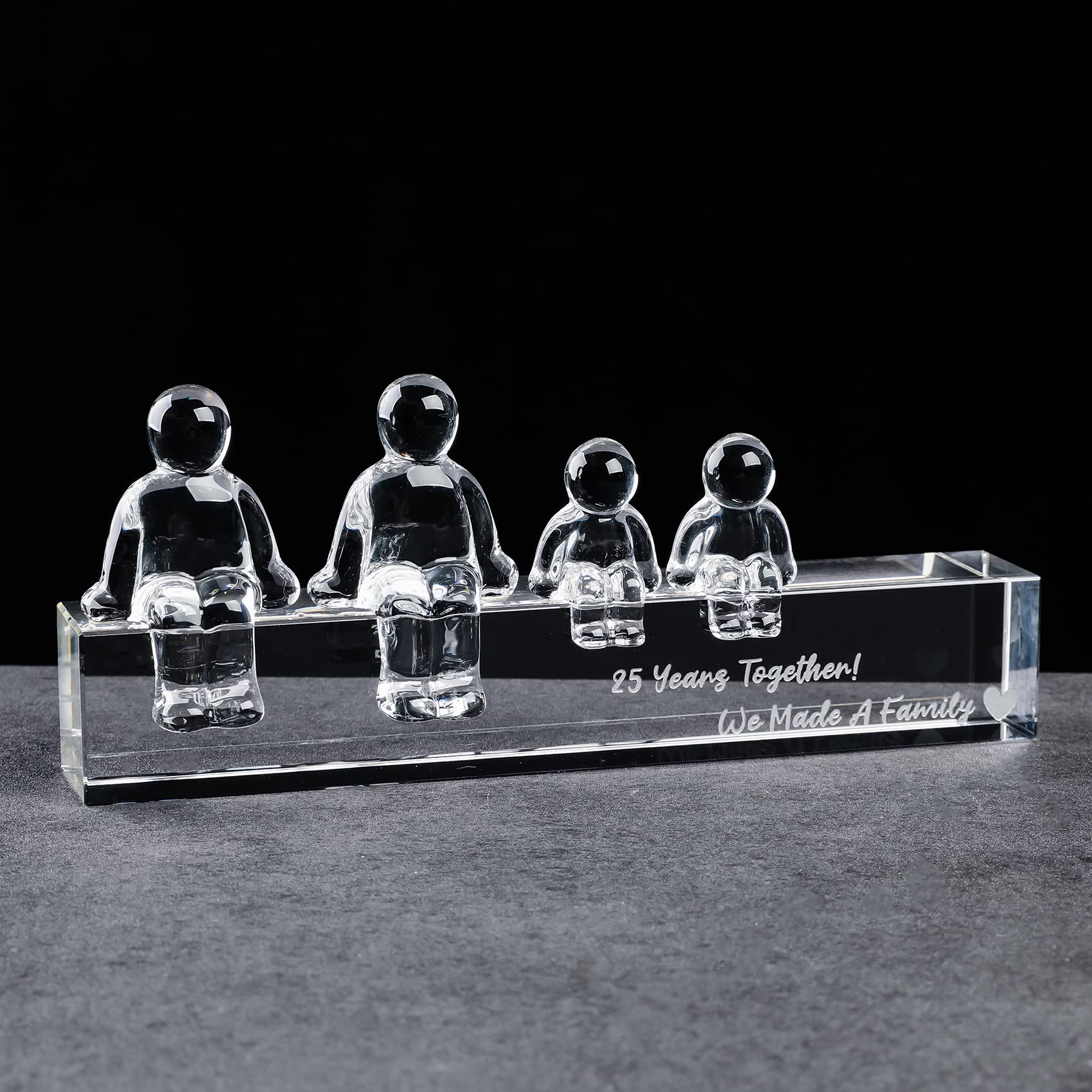 Movdyka Crystal Silver 25th Wedding Gifts on Anniversary for Her Wife, 25 Years Together We Made A Family Glass Ornament Keepsake for Parents (2