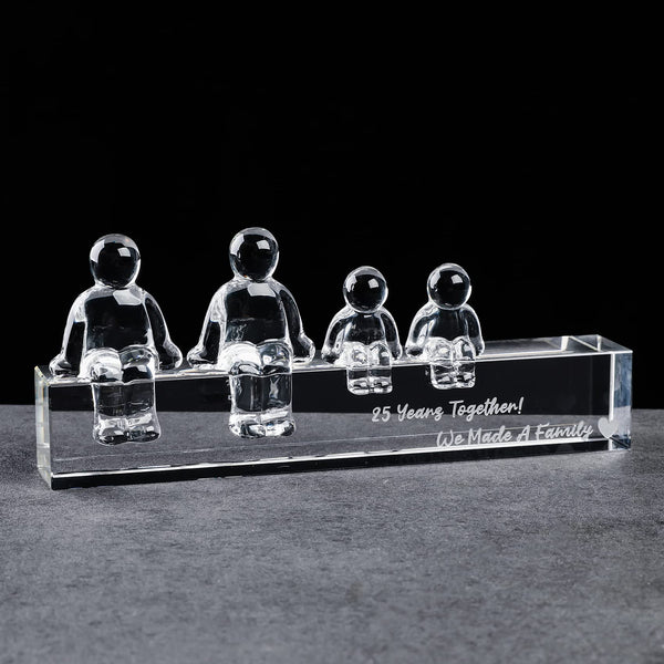 Movdyka Crystal Silver 25th Wedding Gifts on Anniversary for Her Wife, 25 Years Together We Made A Family Glass Ornament Keepsake for Parents (2