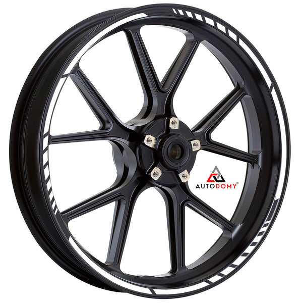 Pack 6 Units Wheel Rim Stickers Desing Sport | Complete set for 2 Motorcycle Wheel Stripes 15" to 19" Resistant Rain and UV | Motorbike Stickers Black