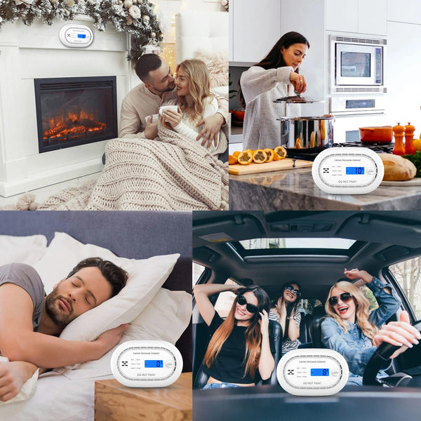 Carbon Monoxide Detector with LCD Digital Display, CE Certified CO Alarm with Sealed in 10 Year Battery, Standalone Audible CO Detector for Home,Black,1 Pack