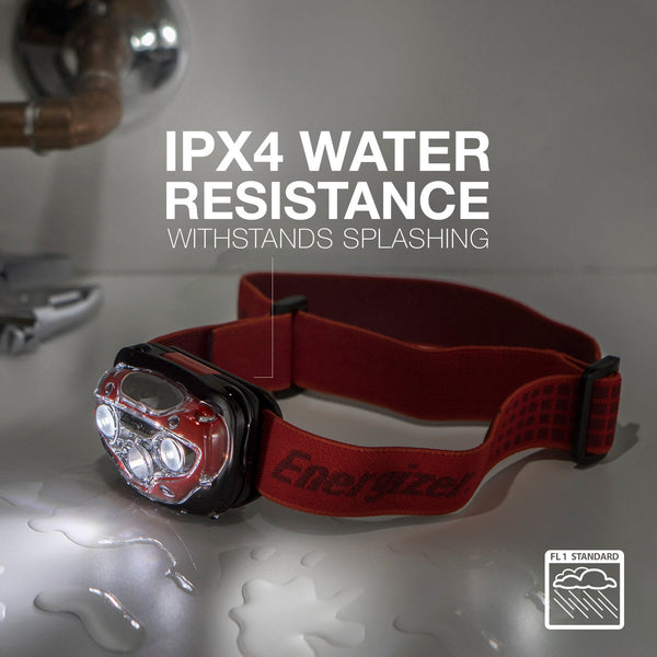 Energizer Vision HD+ Head Torch, Bright Headlamp, Water Resistant, Hands-Free, Lightweight for Indoor and Outdoor Activities, Batteries Included