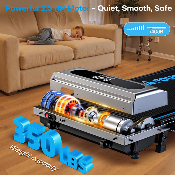 Treadmill, FOUSAE 5 in 1 Treadmills for Home Foldable with App Compatible, 12KM/H Under Desk Walking Pad with 9% Incline, 350 LB Weight Capacity, Magnetic Remote Control