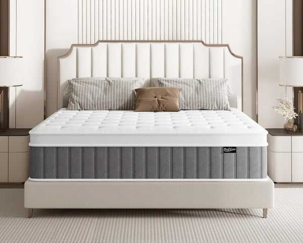 Bednew Double Mattresses 34cm, 13.4 Inch Innerspring Hybrid Mattress Double 4FT6 with Breathable Foam and Pocket Spring For Cool Comfort Sleep, Medium Firm Mattress(135x190x34cm)
