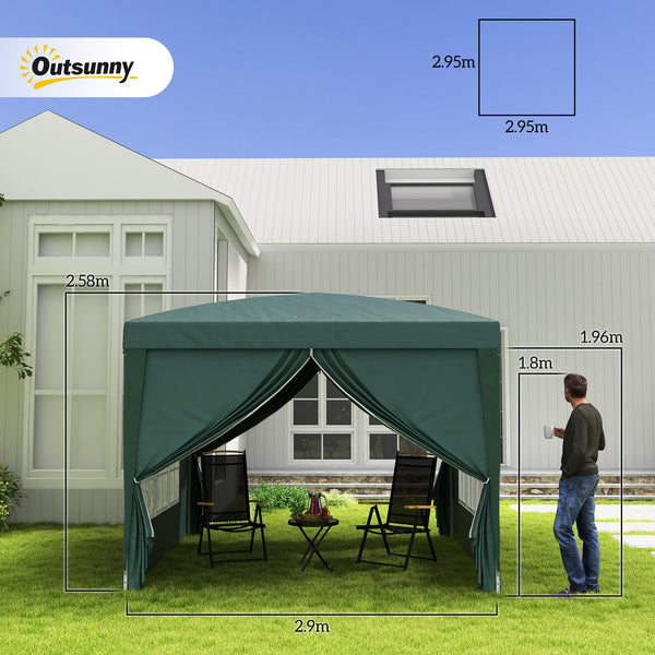 Outsunny 3 x 3(m) Pop Up Gazebo, Water and UV Resistant Party Tent Camping Canopy Marquee with Carry Bag, Blue