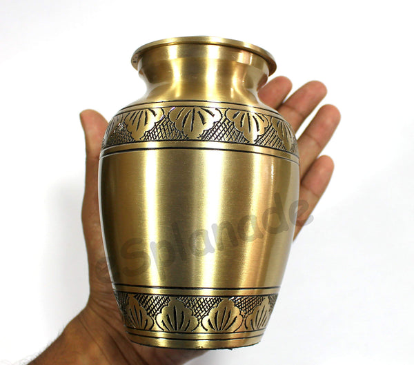 eSplanade Brass Cremation Urn - Memorial Container Jar Pot | Metal Burial Urn (Bronze)