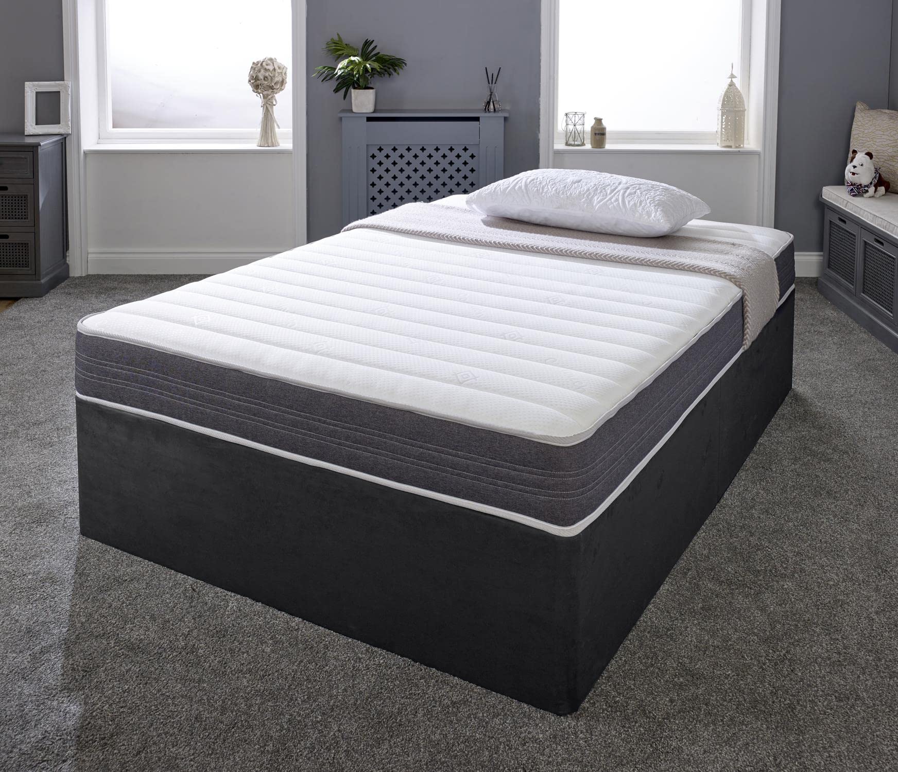 Extreme Comfort Sirocco Airflow Grey 18cms Deep Hybrid Spring & Memory Fibre Mattress, 4ft Small Double (4ft x 6ft3, 120cm x 190cm)