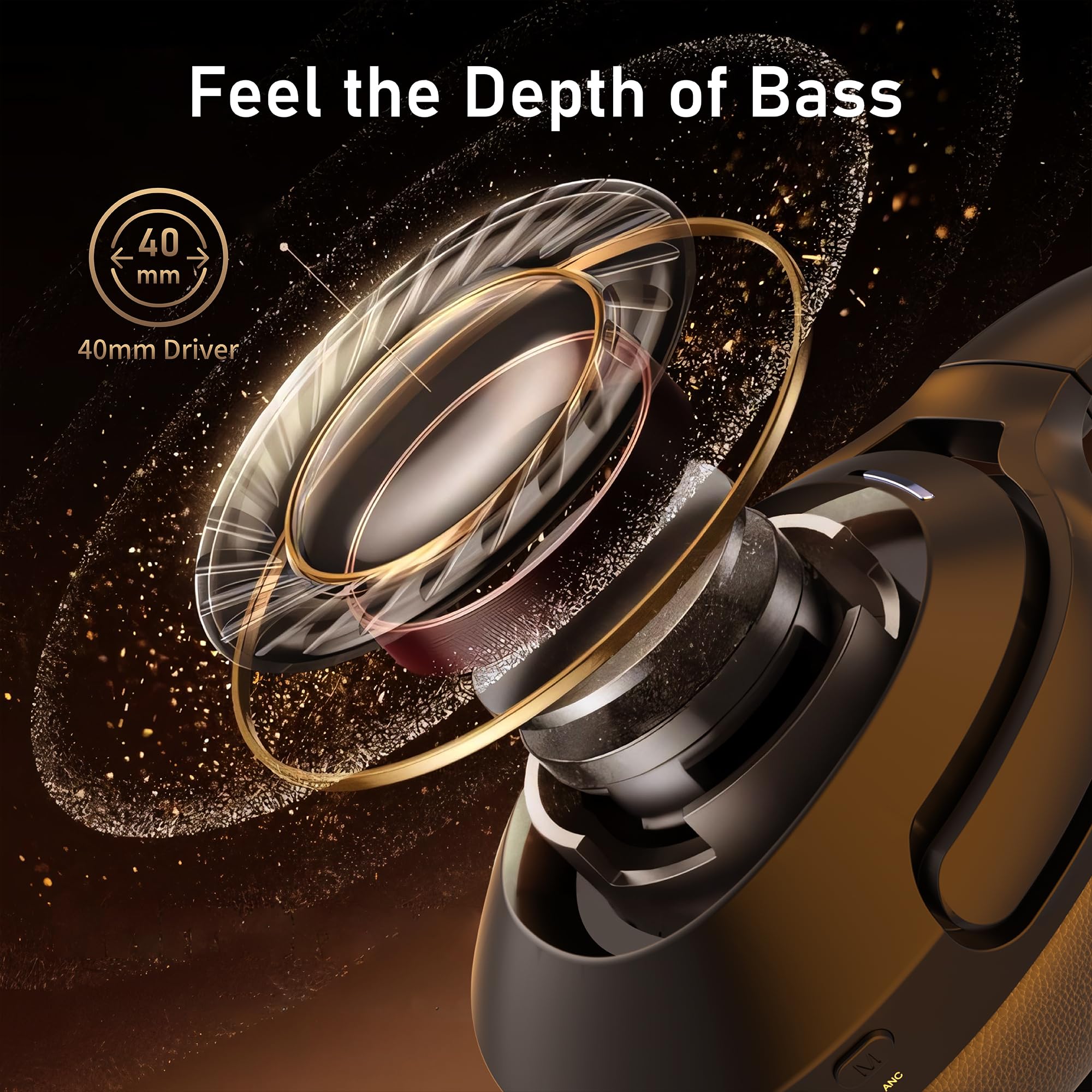 Rebocico Active Noise Cancelling Headphones, Wireless Bluetooth Over-Ear Headphone with Microphone,120H Playtime, Foldable Overhead Headphones with Deep Bass, Fast Charging for Home Travel Office