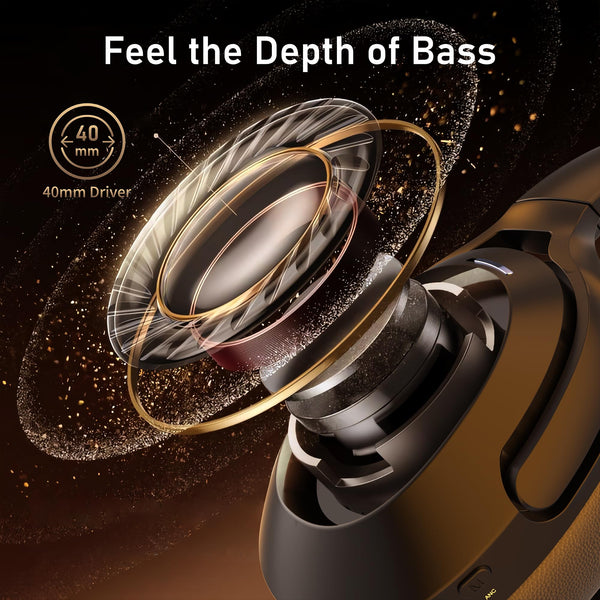 Rebocico Active Noise Cancelling Headphones, Wireless Bluetooth Over-Ear Headphone with Microphone,120H Playtime, Foldable Overhead Headphones with Deep Bass, Fast Charging for Home Travel Office