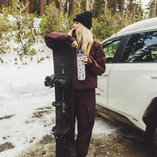 Insulated Water Bottle 700ml(24oz) with Straw, Lid, and Handle - Stainless Steel Sports Travel Gym Bottle for Men and Women (Skiing)