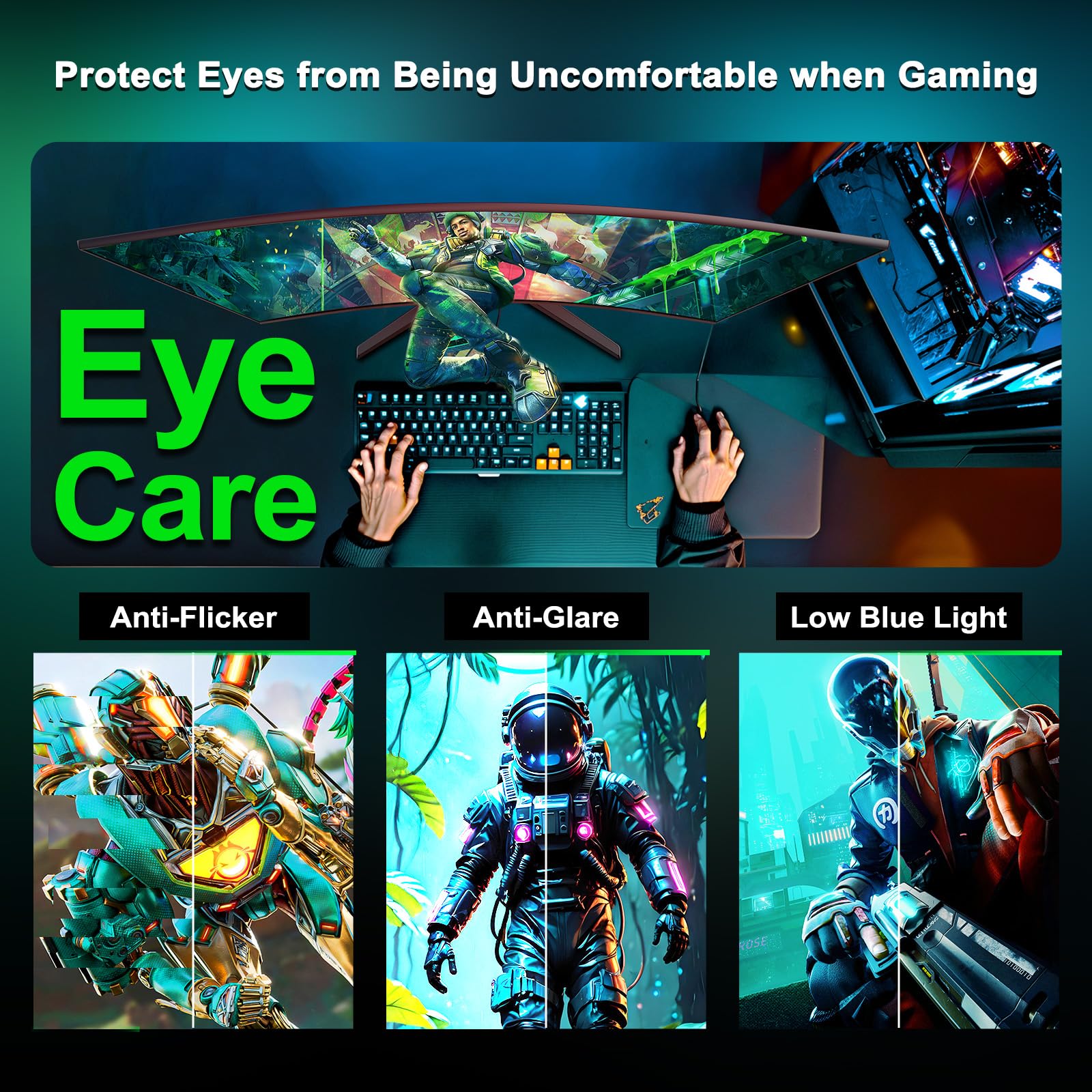 Minifire 27 Inch Gaming Monitor, 180Hz, Curved Gaming Monitor, Built in Speaker, Crosshair, 1Ms, sRGB130%, FHD 1080P Computer Screen, VESA Compatible, Eye Care Adaptive Sync HDMI＆DP Prots （MFG27C1 ）