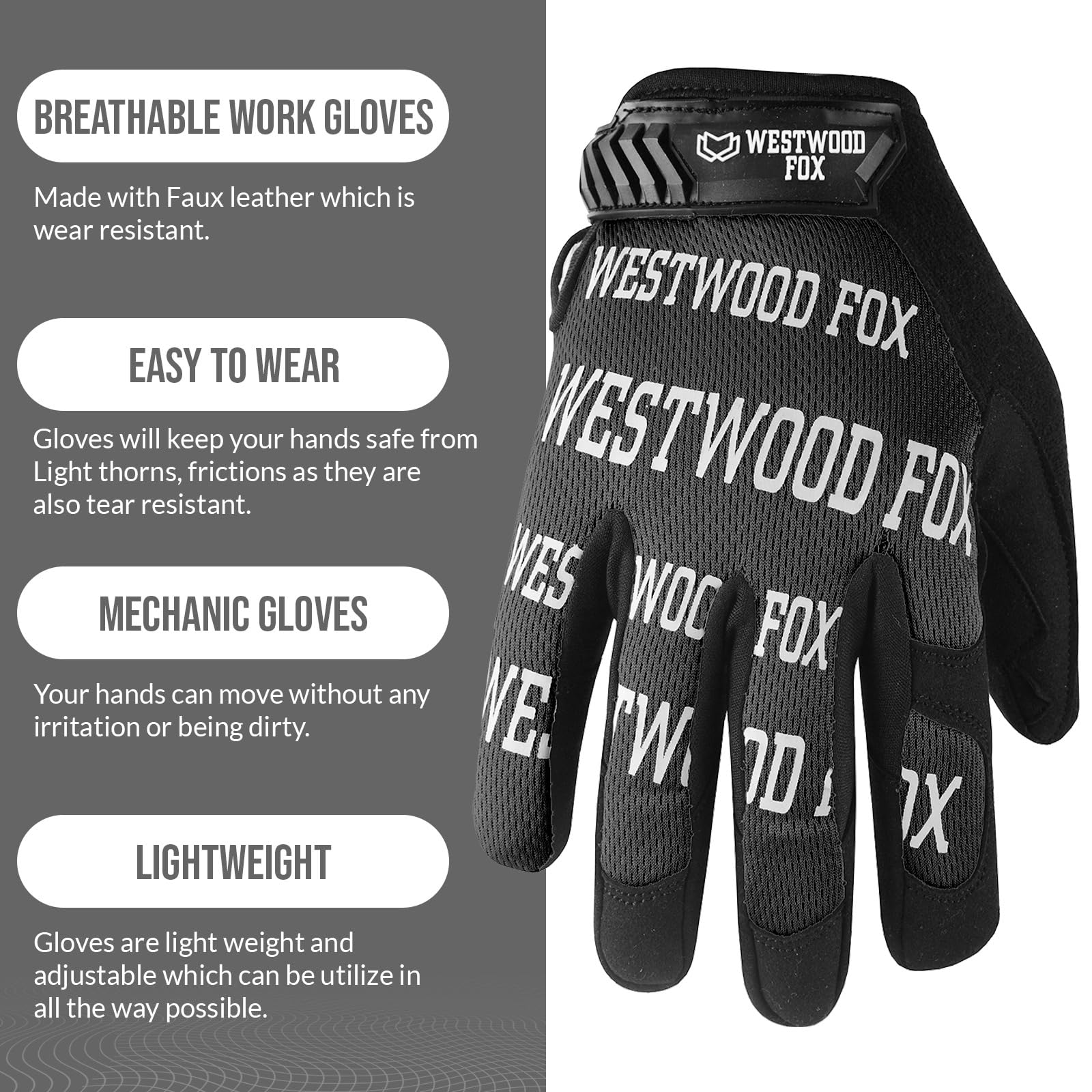 WESTWOOD FOX Gardening Working Gloves Garden Thorn Proof Flexible Heavy Duty Leather Mechanic Utility Dexterity Breathable Construction Gloves for Work Mens Women (Metallic Orange, L)