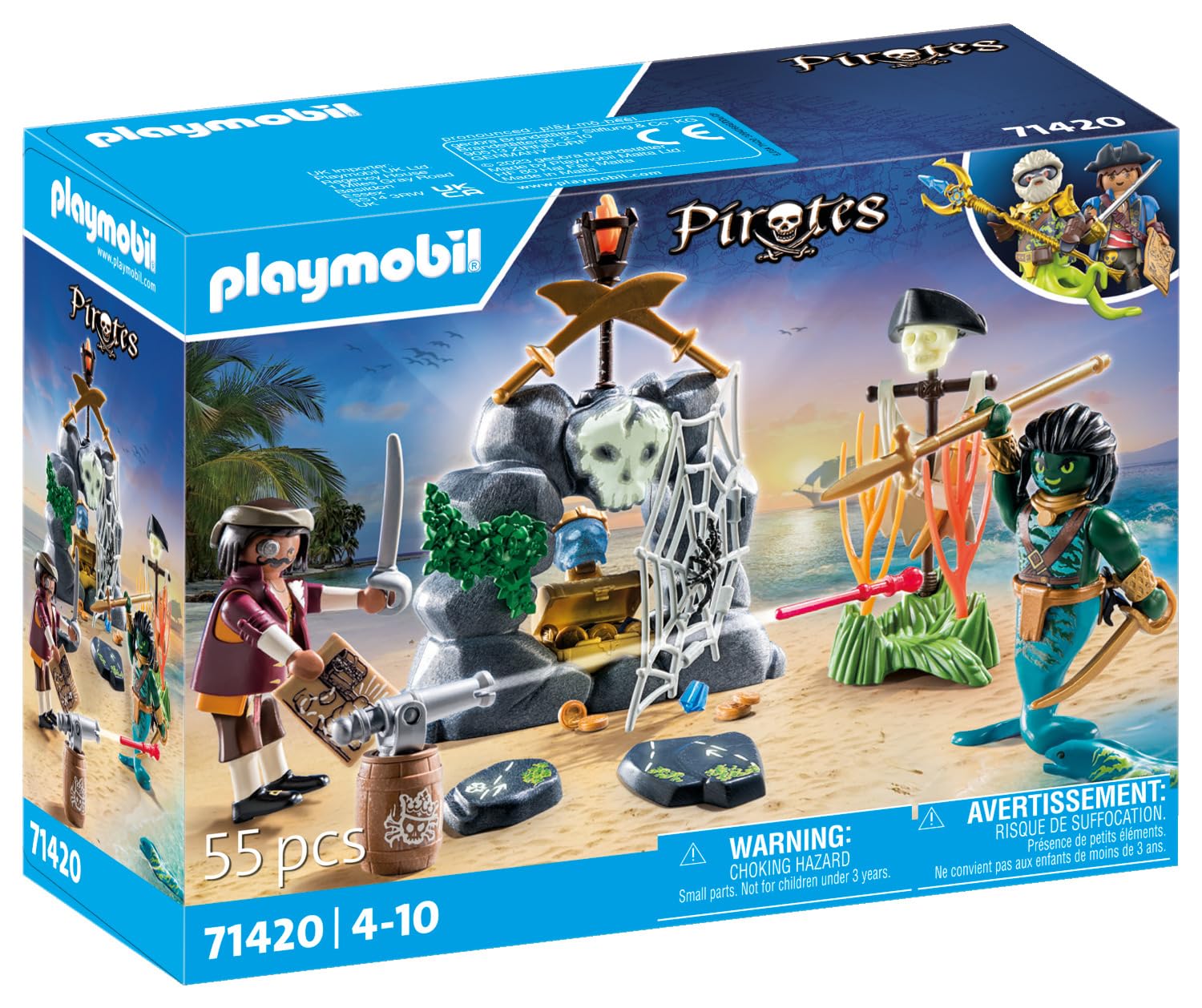 Playmobil 71418 Pirates: Small Pirate Vessel, exciting adventures on the high seas, complete with extensive accessories, fun imaginative role-play, playsets suitable for children ages 4+
