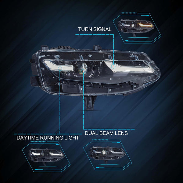 VLAND LED Headlights Compatible with Chevy Camaro 2019-2024 coupe 1LS,1LT,2LT,3LT,LT1/Convertible 1LT,2LT,3LT,LT1, Front Light with Turn Signal and DRL