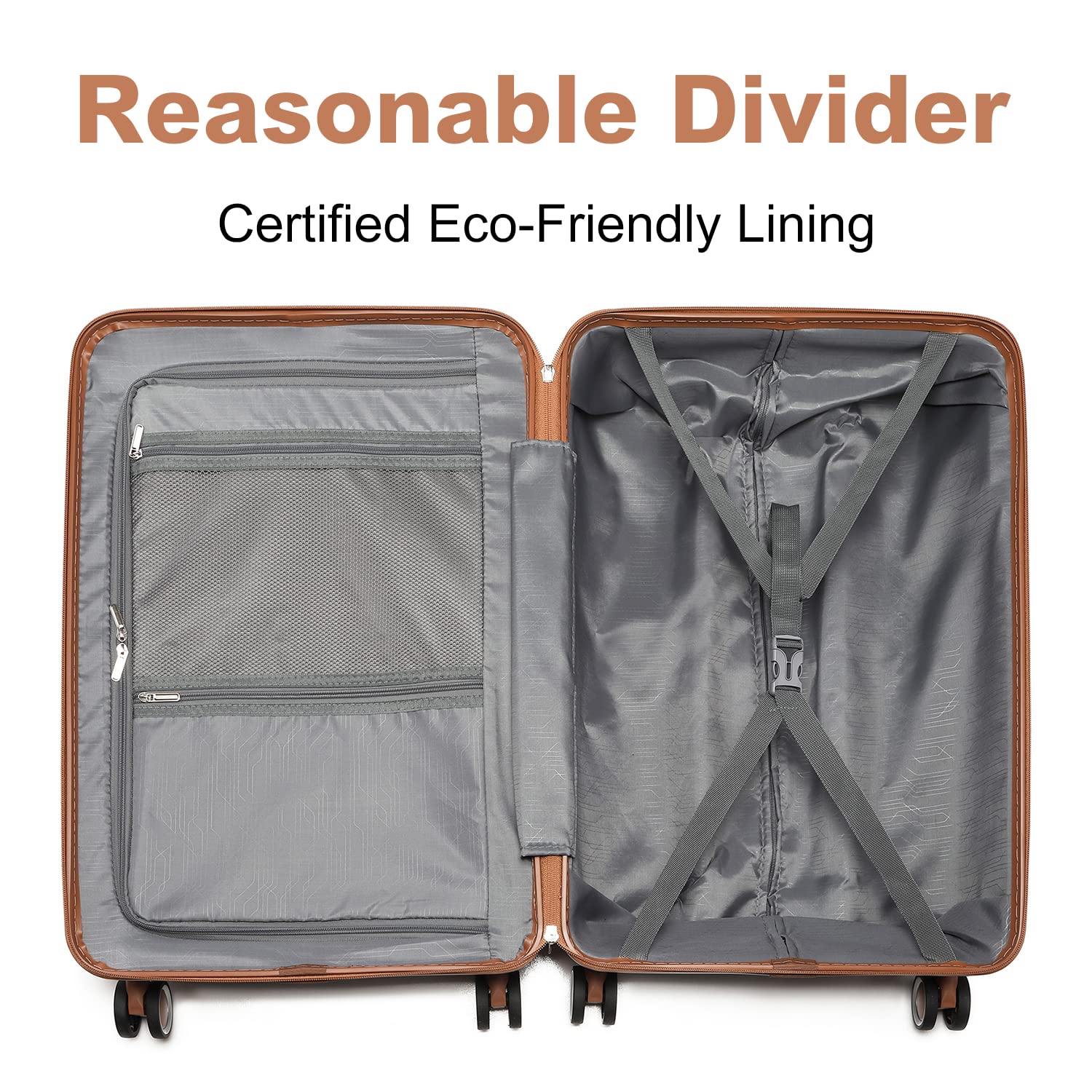 British Traveller 24" Medium Suitcase Lightweight Polypropylene Hard Shell Luggage Hold Check in Suitcase with 4 Wheels and Built-in TSA Lock(Navy, 66cm 60L)