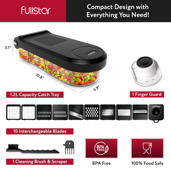 Vegetable Chopper Vegetable Cutter Mandoline Vegetable Slicer - Veggie Onion Salad Food Chopper Manual - Potato Chipper - Veg Chopper and Dicer - Kitchen Tools & Gadgets (6-in-1 Compact White)