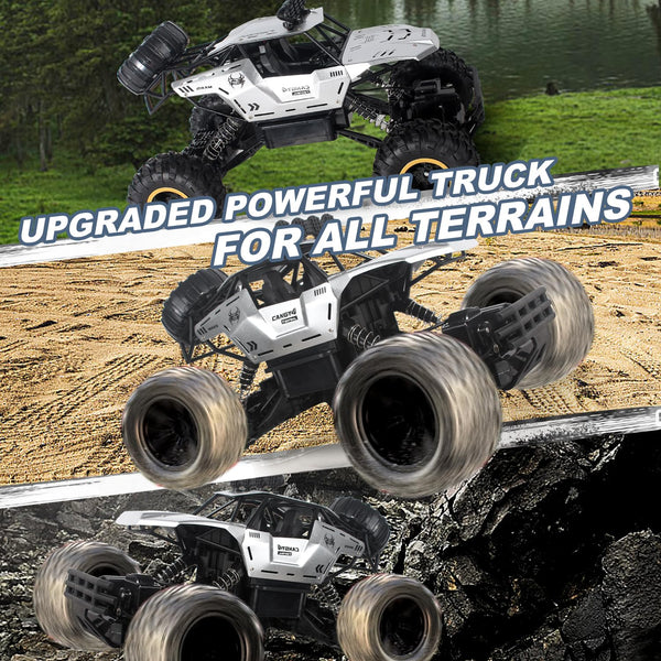 Jiakora RC Cars Remote Control Car 1:12 Off Road Monster Truck,Metal Shell 4WD Dual Motors LED Headlight Rock Crawler,2.4Ghz All Terrain Hobby Truck with 2 Batteries for 60 Min Play,Boy Adult Gifts