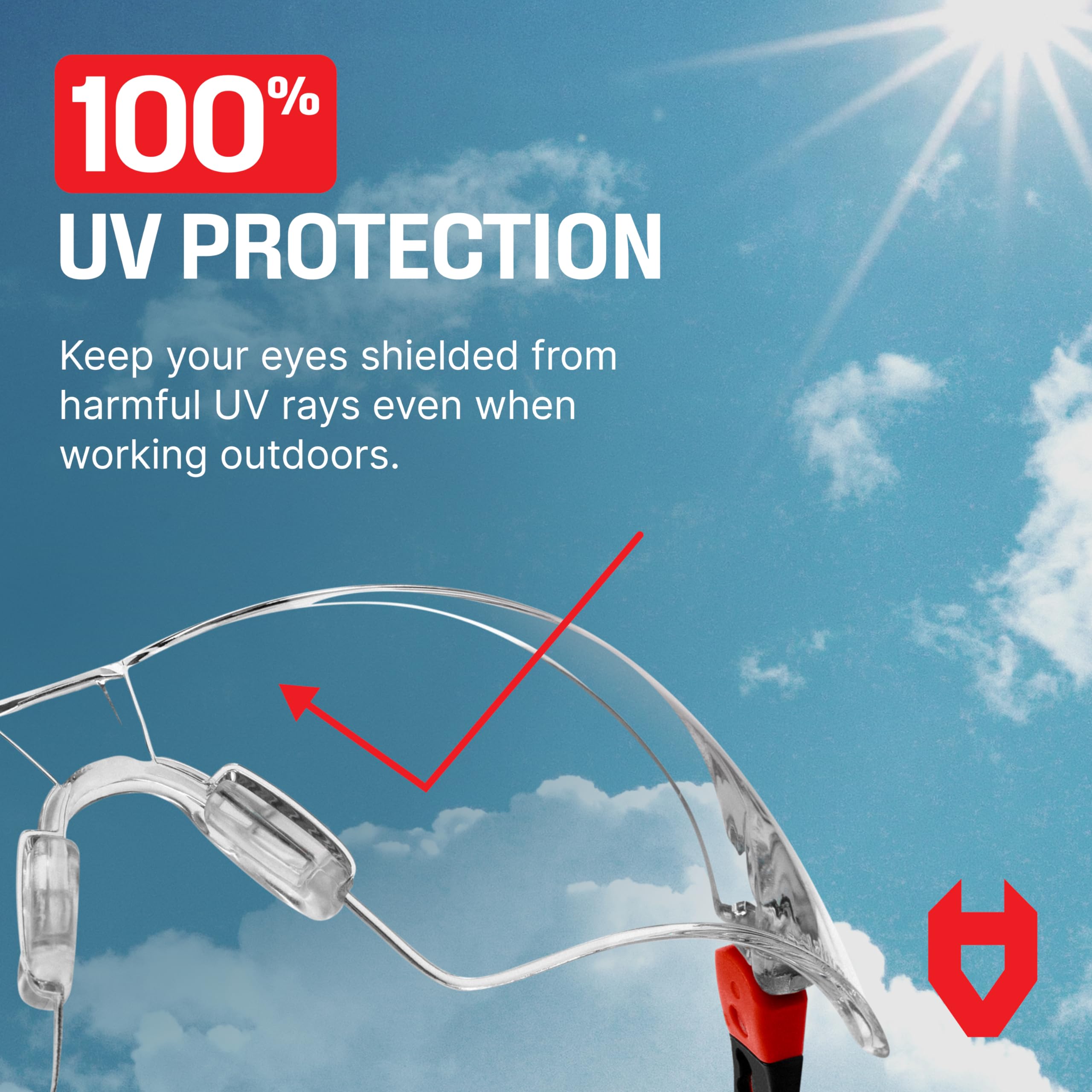 NoCry Clear Safety Glasses for Work with Anti Fog Scratch Resistant Wrap-Around Lenses and Non-Slip Grips, UV Protection. Adjustable Eye Protection Cycling and Squash Glasses with Black & Green Frames