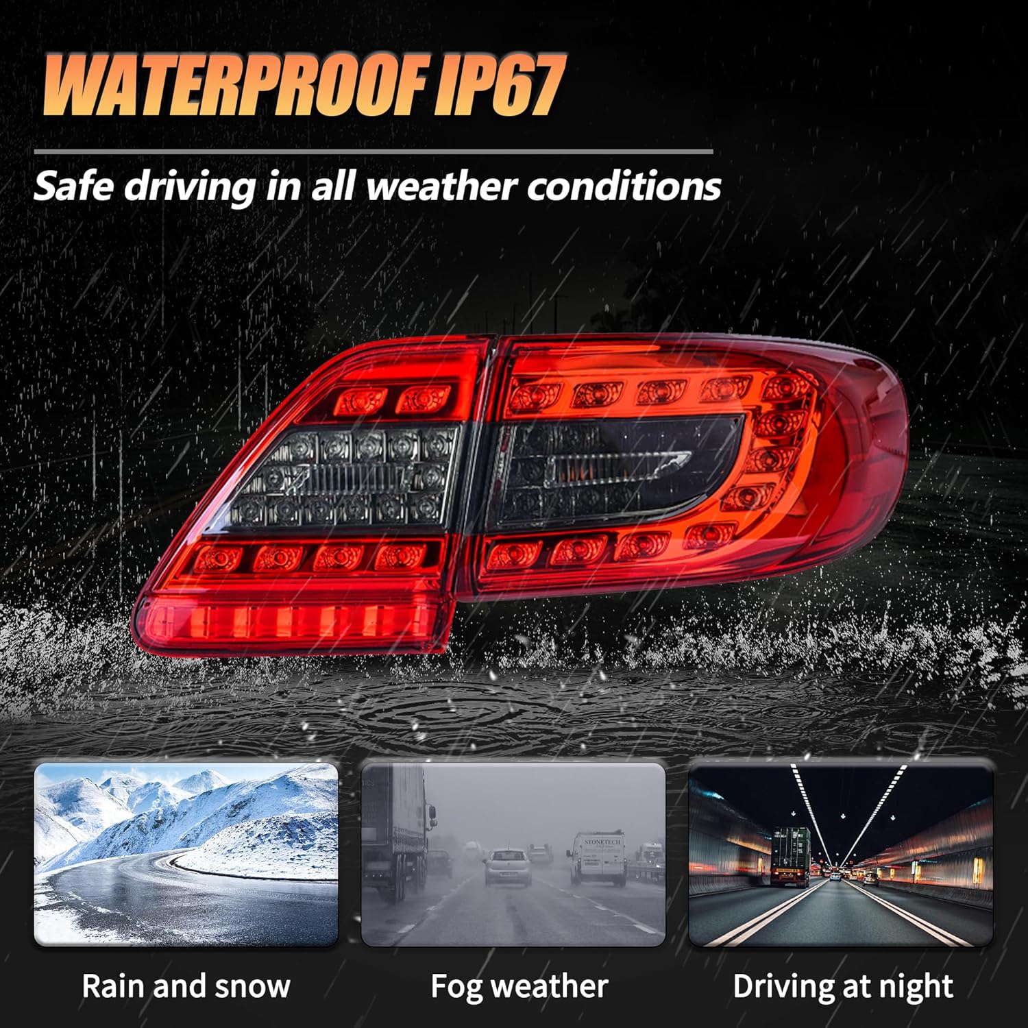 VLAND Rear Lights compatible with Corolla 2011 2012 2013 Sedan, Passenger & Driver Sides