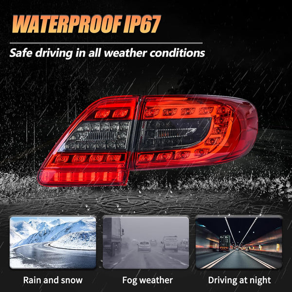 VLAND Rear Lights compatible with Corolla 2011 2012 2013 Sedan, Passenger & Driver Sides