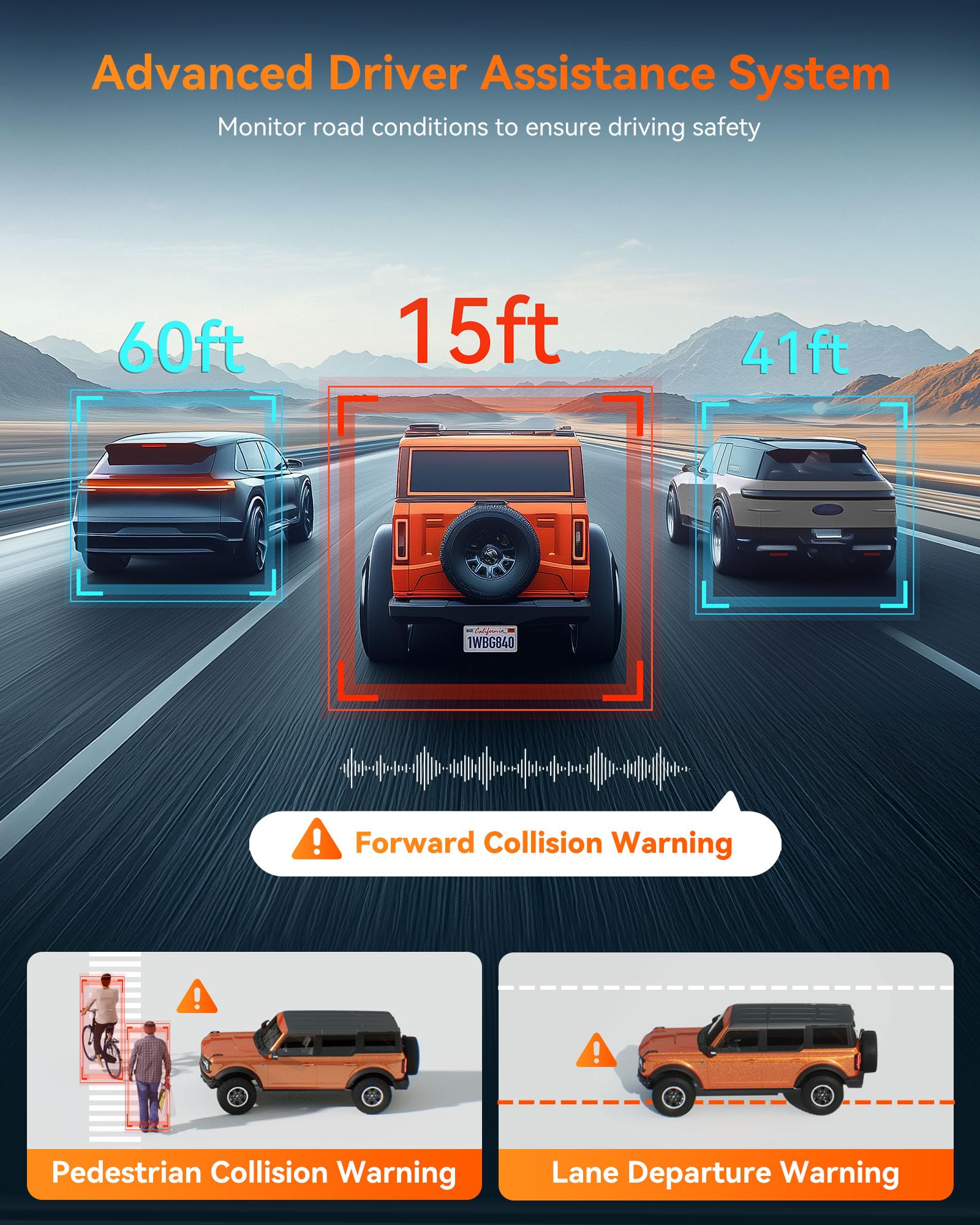 WOLFBOX G840S 12" 4K Mirror Dash Cam with 5.8GHz WiFi, 2160P Full HD Smart Rearview Mirror for Cars & Trucks, Front and Rear Dual Cameras, Night Vision, Reverse Assist, Included 32GB Card & GPS