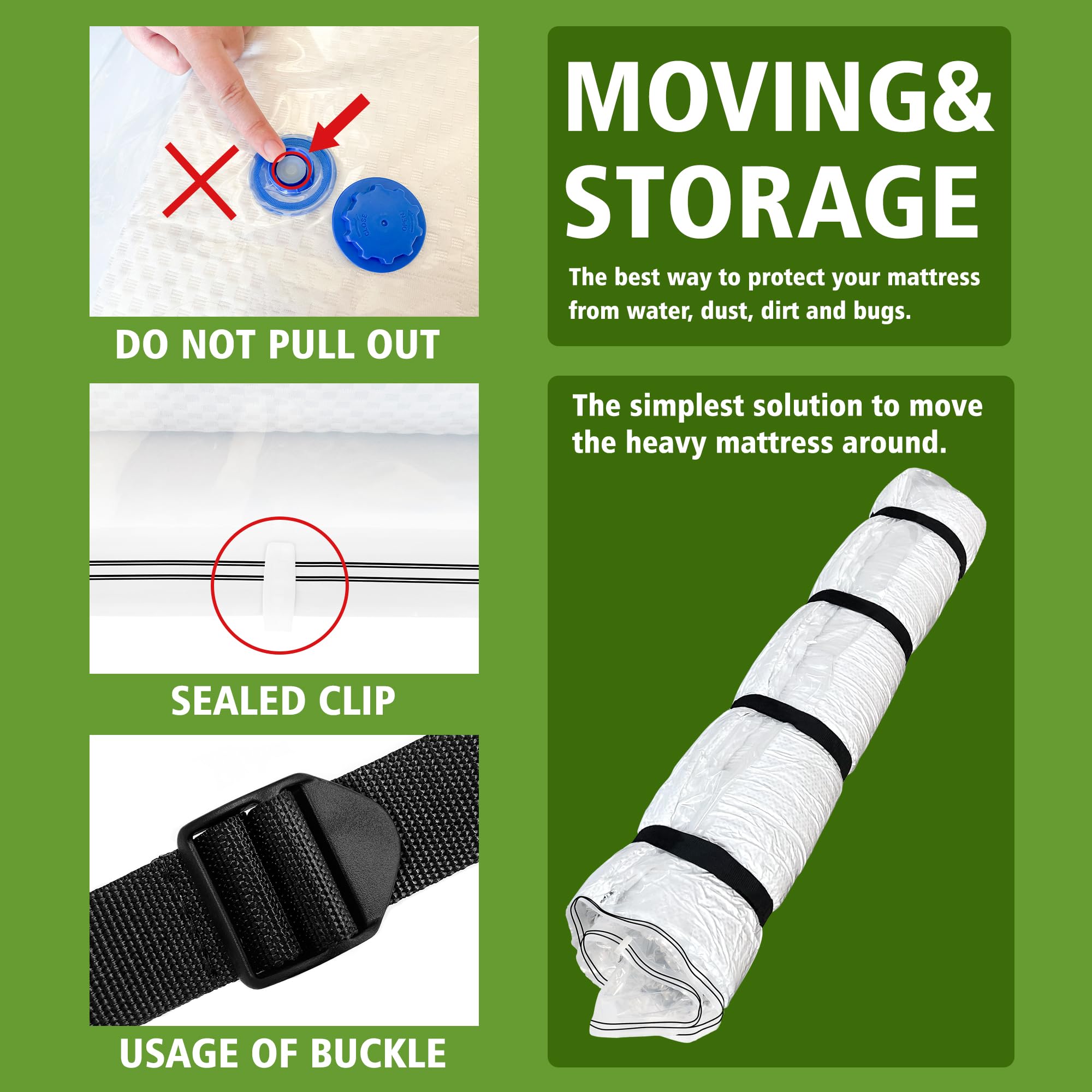 Mattress Vacuum Bag for Memory Foam Mattress, Latex Mattress Vacuum Seal Bag with Straps, Moving, Storage and Shipping (Super King)