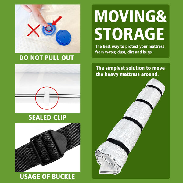 Mattress Vacuum Bag for Memory Foam Mattress, Latex Mattress Vacuum Seal Bag with Straps, Moving, Storage and Shipping (Super King)