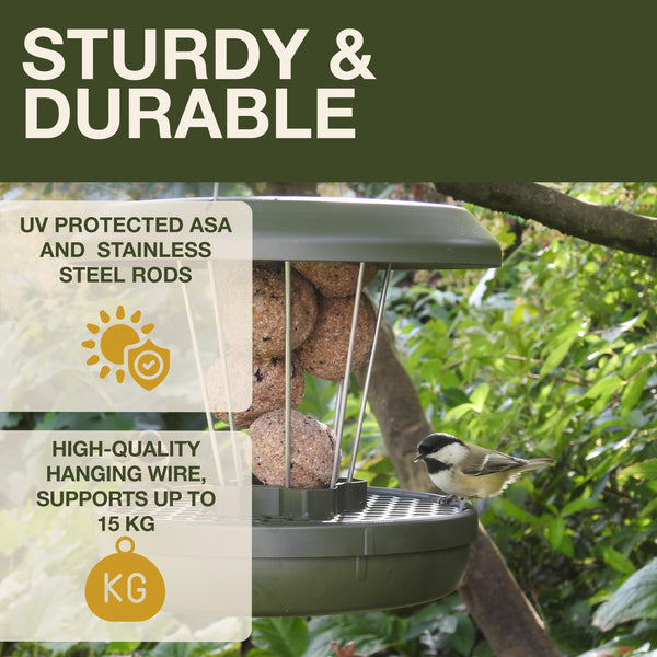 Smart Bird Feeder Lucerne | Hanging No Mess Station | Rat and Mouse Proof | Robin, Niger Seed Tray Catcher | Robust and Reliable | For Fat Balls |