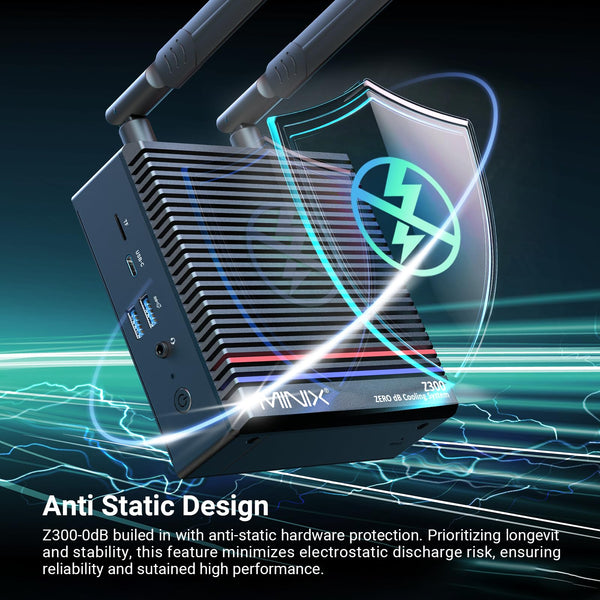 MINIX Fanless Windows 11 Pro Mini PC, Intel 12th Gen N300, NEO Z300-0dB 16GB DDR4, 512GB M.2 PCIe Gen3 x 4 SSD Micro Desktop Computer, 4K Dual Display/2.5G LAN, for Business Home office Multi-Tasking