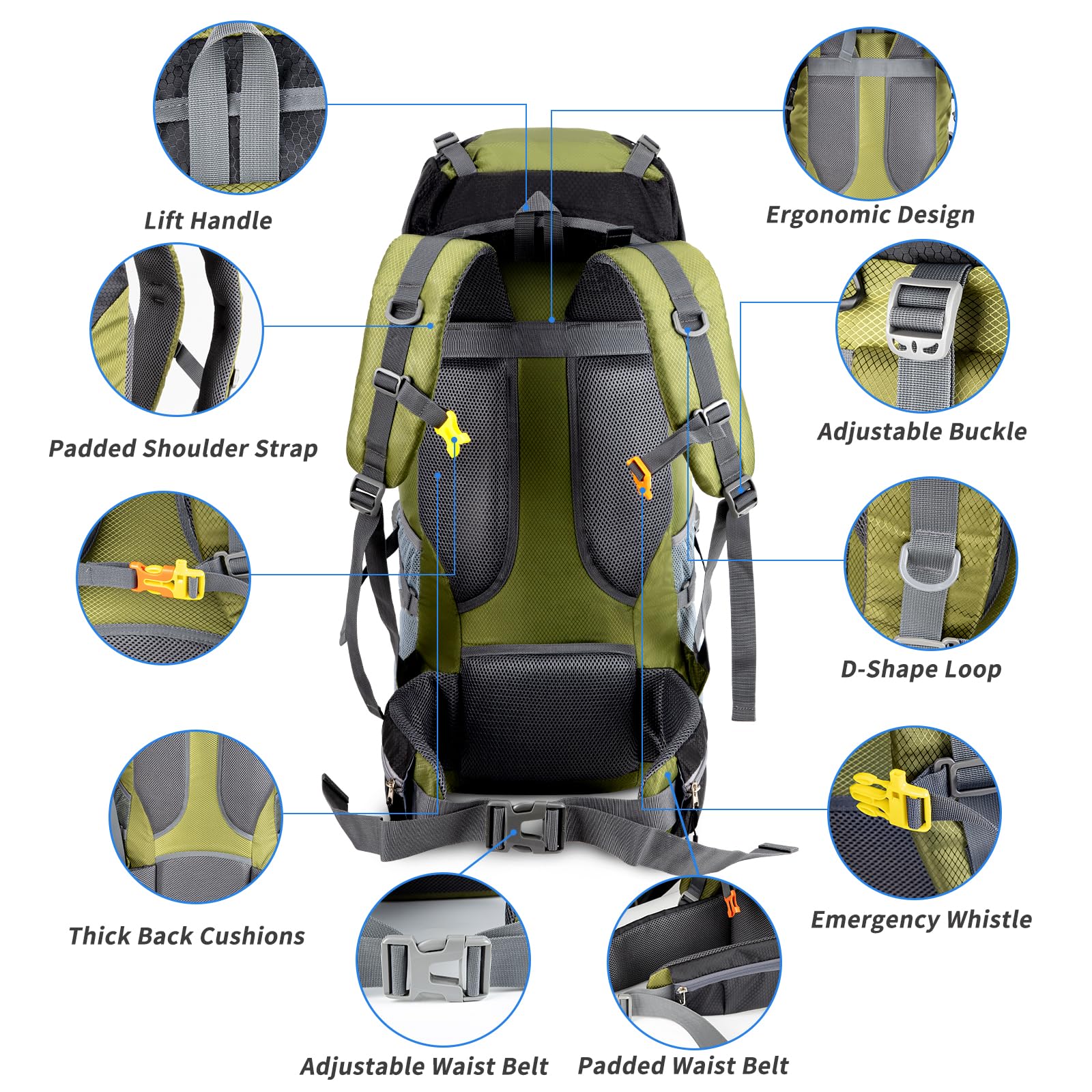 Night Cat Hiking Backpack Rucksack Bag 70L 90L Large For Men Travel Trekking Camping Climbing Cycling With Rain Cover Waterproof Lightweight