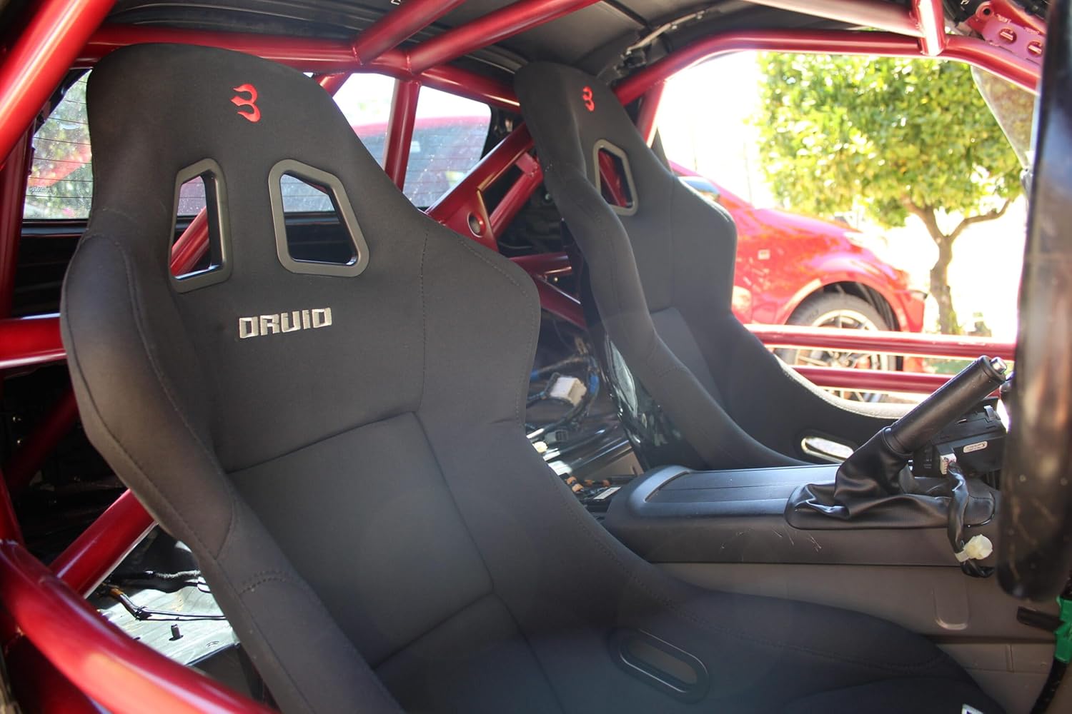 Set of Barbarian Fixed Bucket DRUID Racing Seats for MX5 Mk3 (NC Chassis) Mazda, Black Felt, Track, Race, Drift