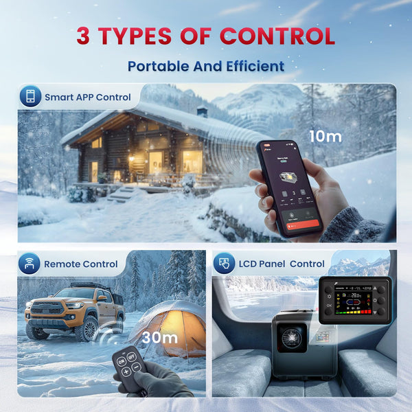 8KW Diesel Heater, HBS1S Portable Diesel Air Heater with App Control, 10-Temperature Settings, 18% Boost in Burning Efficiency, Auto Start-Stop, and 240V AC 12V 24V DC, for Car, Campers, 2025 Upgraded