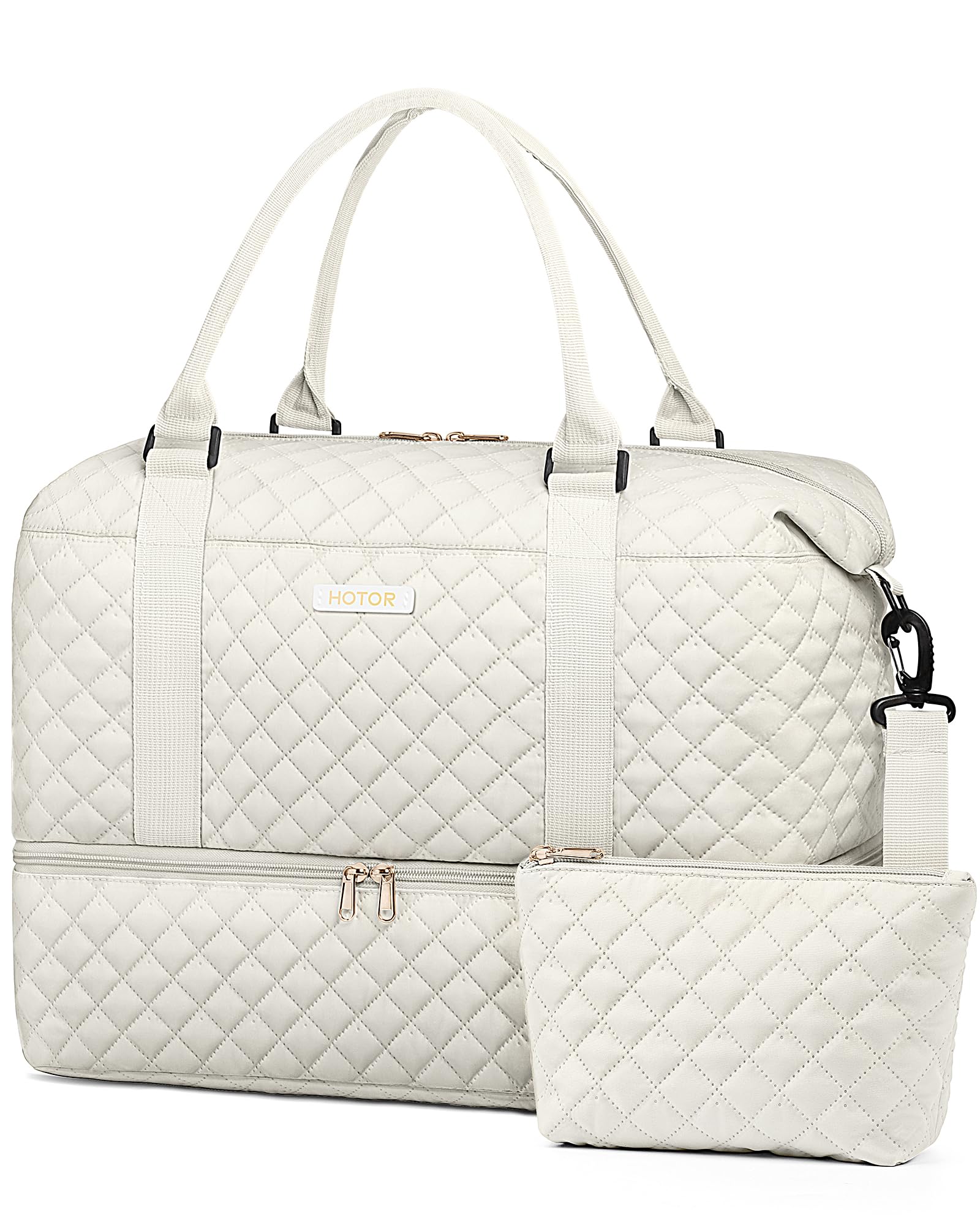 HOTOR Travel Bags for Women - Lightweight Overnight Holdall Bag, Large Carry on Luggage Weekend Bag with Shoe Compartment & Toiletry Bag, Travel Duffel Sport Gym Tote, Black, 34.0 x 45.0 x 20.0 cm