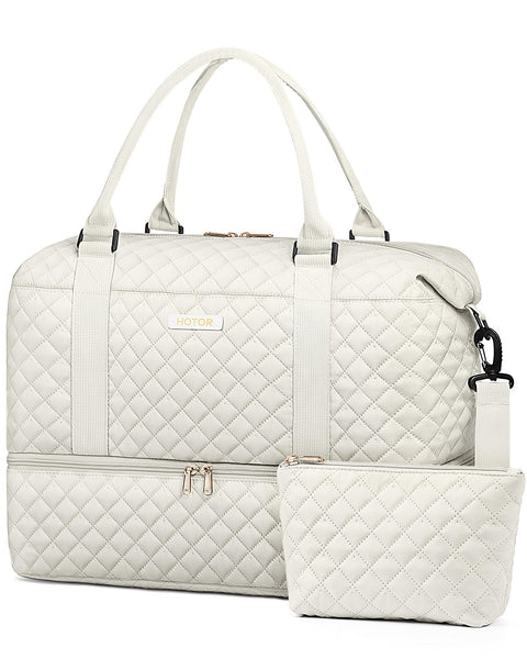 HOTOR Travel Bags for Women - Lightweight Overnight Holdall Bag, Large Carry on Luggage Weekend Bag with Shoe Compartment & Toiletry Bag, Travel Duffel Sport Gym Tote, Black, 34.0 x 45.0 x 20.0 cm