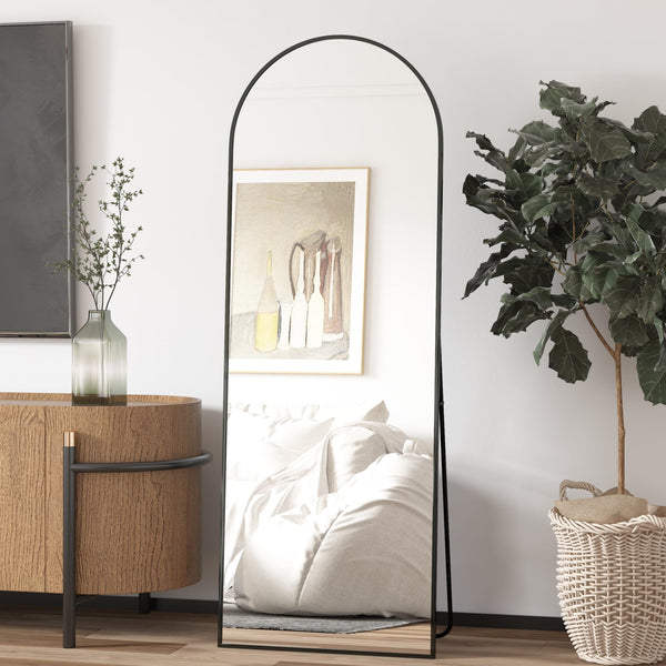 Elemango 162x53cm Arched Floor Mirror Full Length Mirror, Full Body Wall Mirror with Aluminum Frame, Arched-Top Full Mirror Standing Hanging or