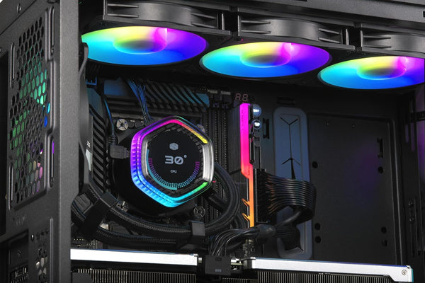 Cooler Master MasterLiquid 360 Ion CPU Liquid Cooler - 2.1" LCD Display, AIO Water Cooling System, Gen X Dual-Chamber Pump, Mobius 120P ARGB Fans, Addressable Gen 2 RGB, LGA1700 & AM5 Brackets