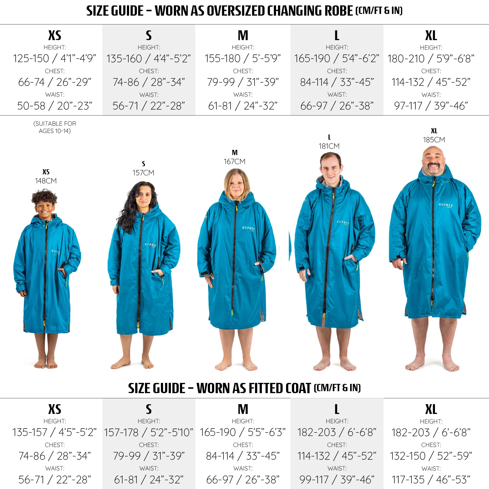 Osprey Changing Robe for Kids and Adults, Waterproof Changing Robe, Swimming and Beach Robe, Unisex, Multiple Colours