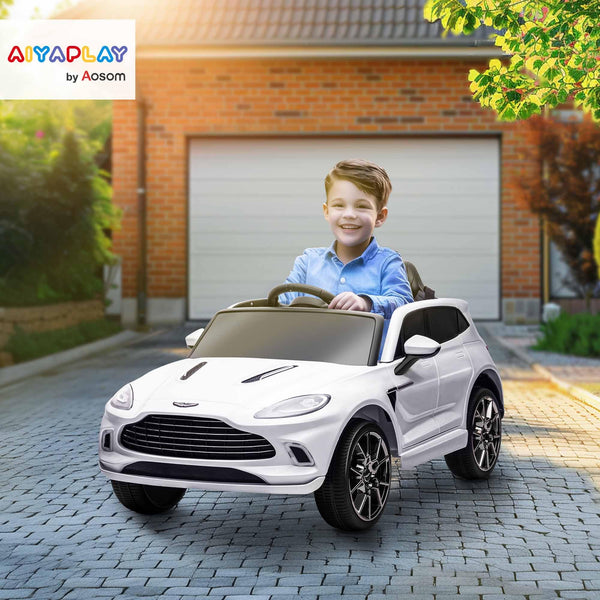 AIYAPLAY 12V Kids Electric Car, Aston Martin DBX Licensed Kids Ride on Car with Remote Control, 4 Suspension Wheels, LED Lights, Music, Horn, Slow Start, for Ages 3-6 Years, Blue