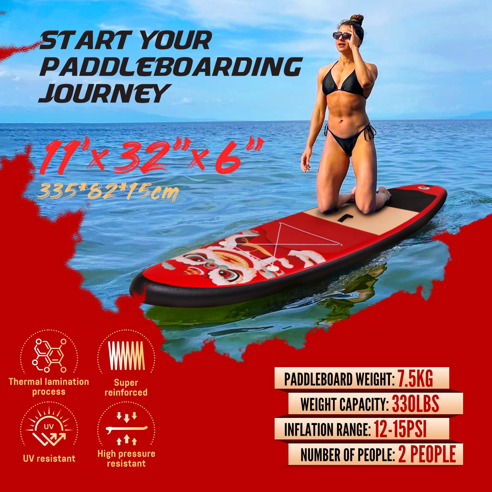 FEATH-R-LITE 10' &11' Inflatable Ultra-Light Stand Up Paddle Board for All Skill Levels Included with SUP, Adj Paddle, Pump, Backpack, Leash