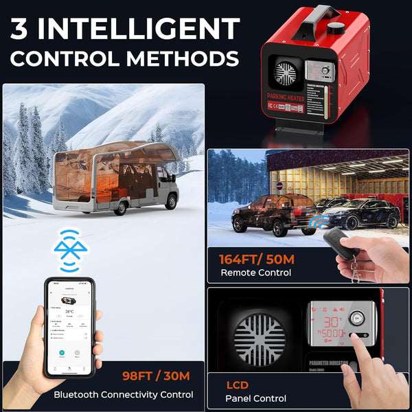 GEARLASSO Diesel Heater 8KW 12V/24V, All in One Air Parking Heater APP Control, Remote Control LCD Display, Fast Heating Low Noise for RV Boat Car Garage Home Tent Truck