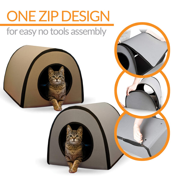 K&H Pet Products Thermo Mod Kitty Shelter Heated Outdoor Cat House for Outside Pets in Winter, Insulated, Waterproof, Heated Floor, Washable Cover,