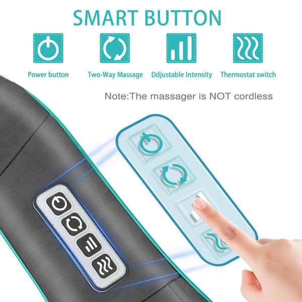 Shiatsu Neck and Shoulder Massager, AERLANG Back Massager with Heat, Deeper Tissue 4D Kneading Massage for Shoulder, Neck and Back, Use at Home, Office, Car - Birthday Gift for Women/Men/Mom/Dad